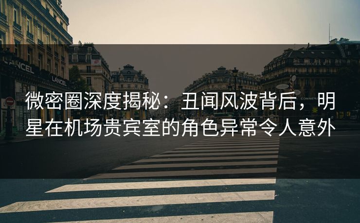 微密圈深度揭秘：丑闻风波背后，明星在机场贵宾室的角色异常令人意外