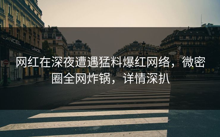 网红在深夜遭遇猛料爆红网络，微密圈全网炸锅，详情深扒